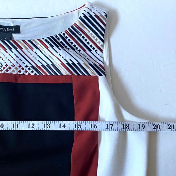 WHBM Tank Top Womens Size 14 Multicolor Geometric Block Print Lined Business - Picture 12 of 14
